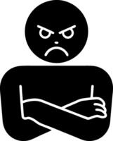 Angry Stick Figure with Crossed Arms for Emotion Expression and Design Projects vector