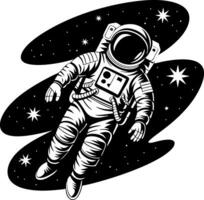 Astronaut Floating in Space Illustration with Stars vector