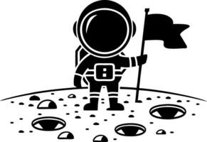 Astronaut Holding Flag on Moon Surface Illustration for Space Exploration vector