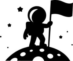 Astronaut Planting Flag on Moon Silhouette Space Exploration Art vector