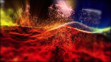 The colorful landscape of unknown planets, with a bright glow, moves smoothly, creating for the beholder the effect of flight and presence. video