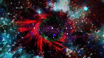 Cosmic matter, playing with bright colors, turns into plasma and, twisting into a spiral, acquires a red color and is absorbed by a black hole. video