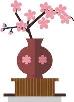 Sakura Cherry Blossom in Vase Art for Home Decor and Design vector
