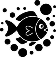 Minimalist Fish Illustration with Bubbles for Art and Design Projects vector