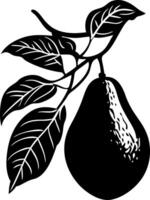Black Silhouette Pear with Leaves Illustration for Art and Design Projects vector