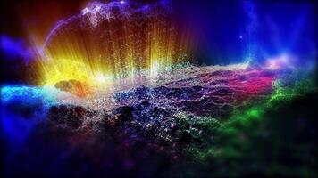 The colorful landscape of an unknown planet moves smoothly, creating for the beholder the effect of flight and presence. video