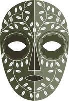 Intricate Leaf Pattern Green Mask Art for Decor and Design Projects vector