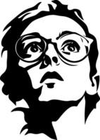 Stylized Portrait Face with Glasses for Artistic Projects vector