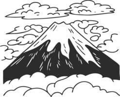 Majestic Mountain Art with Dramatic Clouds for Illustrative Design Projects vector