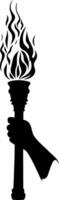 Hand Holding Burning Torch Symbolizing Freedom and Enlightenment vector