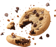 chocolate chip cookie with a bite taken out of it png