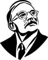 Retro Portrait of Intellectual Man with Glasses and Mustache for Art and Design Projects vector