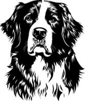 Intricate Black and White Dog Portrait for Artistic Design Projects vector