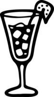 Cocktail Glass With Ice and Lemon Slice Illustration vector