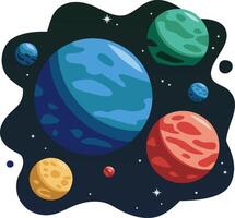 Colorful Planets Floating in Outer Space Illustration for Design Projects vector