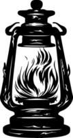 Vintage Lantern Silhouette with Flames Illustration for Crafting and Design vector