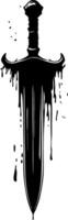 Dripping Ink Sword Illustration for Artistic and Tattoo Design vector