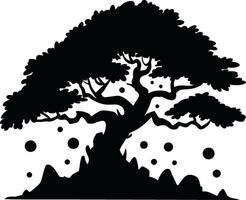 Majestic Bonsai Tree Silhouette Isolated on Subtle Background for Art and Design vector
