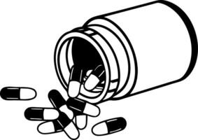 Illustration of Capsules Spilling from Medicine Bottle for Healthcare Projects vector
