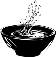 Black Ink Splash in Bowl Minimalist Art Design vector