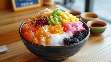 A Colorful and Refreshing Shaved Ice Dessert photo