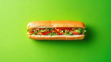 A Delightful Sub Sandwich with Fresh Ingredients photo