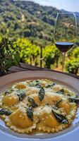 Gourmet Ravioli with Sage and Parmesan, Outdoor Dining Experience photo