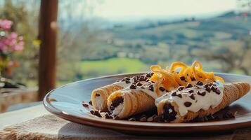 Scrumptious Rolled Crepes with Chocolate and Orange Zest photo