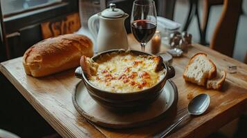 Creamy French Onion Soup with Crusty Bread - Restaurant Style photo