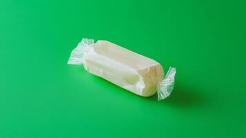 Creamy White Candy in Elegant Packaging on a Green Background photo