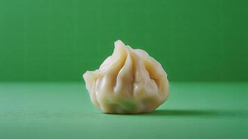 Single Steamed Dumpling An Exquisite Asian Delicacy photo