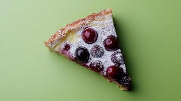 A Delectable Slice of Cherry Tart with a Creamy Filling photo