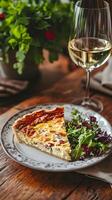 Scrumptious Quiche with Salad and Wine - A Perfect Meal photo