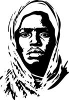 Bold Expressionistic Portrait of Man in Hood Art for Artistic Projects vector