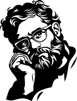 Thoughtful Bearded Man Illustration for Arts and Crafts Projects