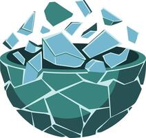 Broken Geometric Bowl Abstract Modern Art Symbolizing Fragility and Transformation vector