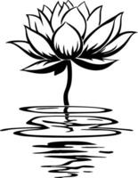 Elegant Lotus Flower with Reflection for Tattoos and Meditation Designs vector