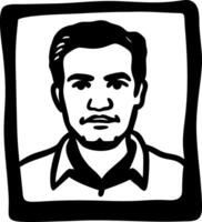 Black and White Male Portrait Sketch with Bold Outline for Illustrations and Graphic Design vector