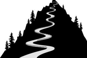 Mountain Path to House with Pine Trees Illustration vector