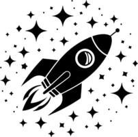 Retro Rocket Ship with Stars for Space Themed Design and Art Projects vector