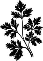 Black Silhouette of Fresh Parsley Herb Ideal for Botanical Illustrations and Nature Patterns vector