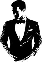 Silhouette of Man in Tuxedo with Bow Tie for Design and Art Projects vector