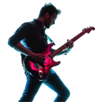 Artistic Silhouette of a Guitarist Performing on Transparent Background png