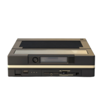 Old Game Console with Black and Gold Design on Transparent Background png