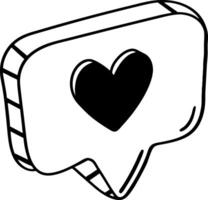 Black Heart Speech Bubble for Social Media and Messaging Platforms vector