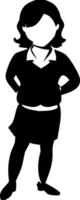 Silhouette of Woman in Business Attire Hands on Hips Confident Pose Illustration vector