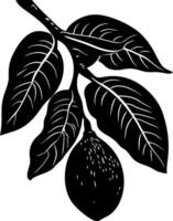 Lemon Branch Black Silhouette for Botanical Illustrations and Art Projects vector