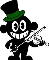 Cartoon Character with Violin and Top Hat for Art and Design Projects vector