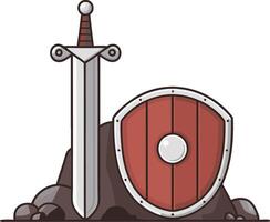 Medieval Sword and Shield Illustration for Design and Gaming Projects vector