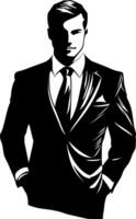 Stylish Businessman Silhouette in Sharp Suit for Branding and Design vector
